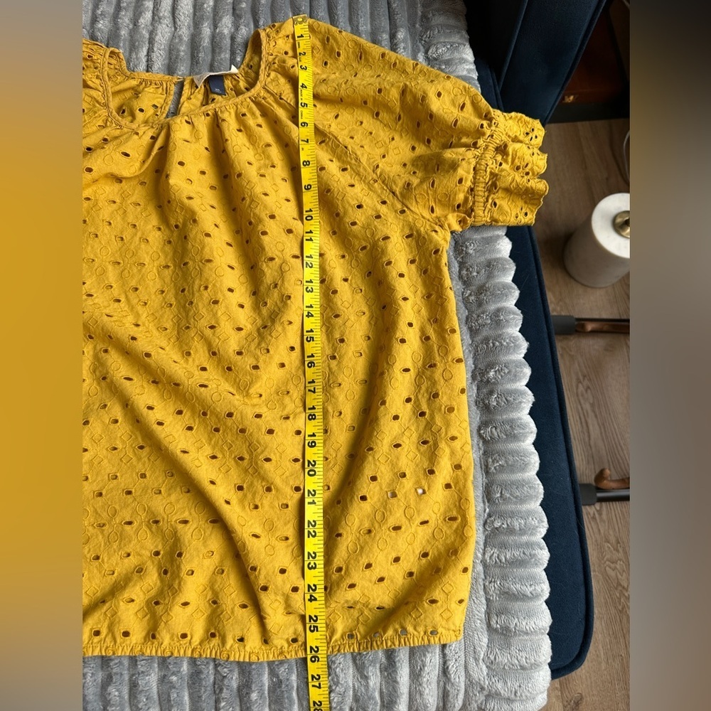 Universal thread boho puff short sleeve eyelet boxy top - Picture 6 of 7